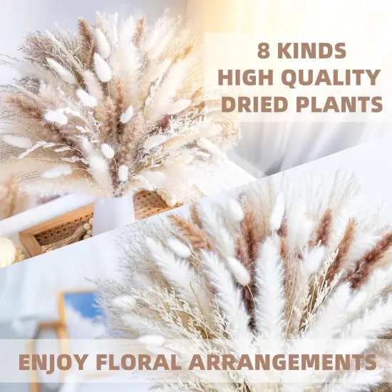 96PCS Natural Dried Pampas Grass Boho Home Decor Bouquet Phragmites Dried Flowers Bouquet {5}
