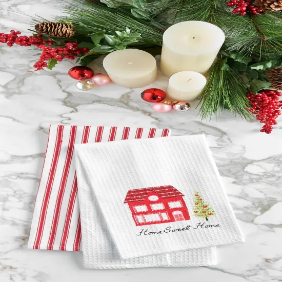 Home Sweet Home Embroidered & Waffle Weave Kitchen Towel {3}