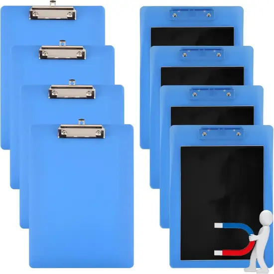 4 Pieces Blue Magnetic Clipboards Clip Board with Low Profile Letter Size Clipboards 9X 12.5 Inch Standard Clip for Refrigerator Office Home Classroom Factory {1}