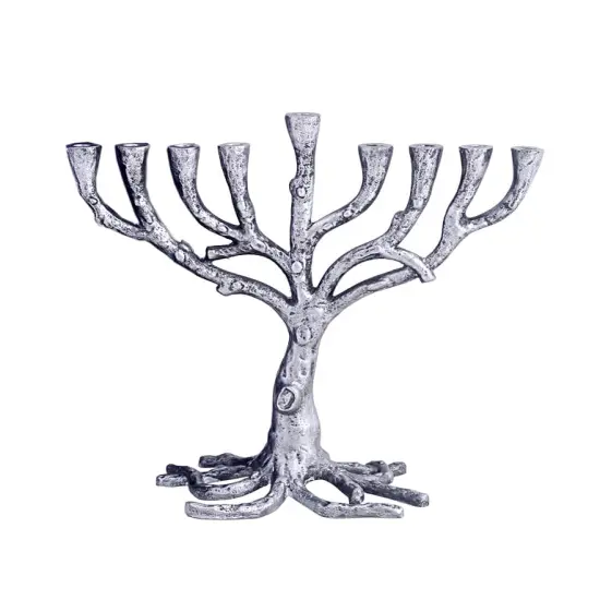 Tree of Life Metal Menorah with Reusable Box By Kinor Decor Gold {4}