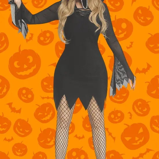 Women's Scream Ghost Face Bling Costume Halloween Sparkle Mini Dress Rhinestone Mask Scary Party Outfit {5}