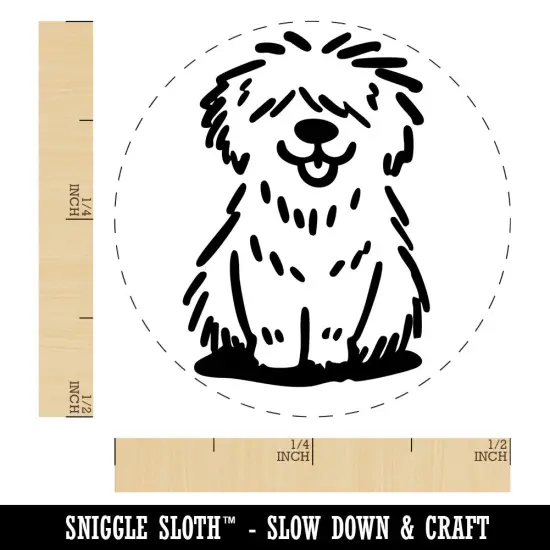 Shaggy Dog Sheepdog Sketch Fluffy Hairy Pet Self-Inking Rubber Stamp Crafting UV {1}