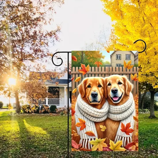 Fall Golden Retrievers Garden Flag(Fall Golden Retrievers) {5}