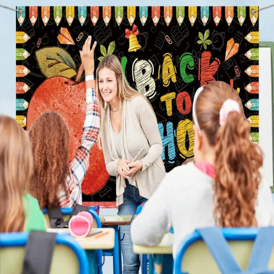 Back to School Photo Backdrop First Day of School Banner {4}