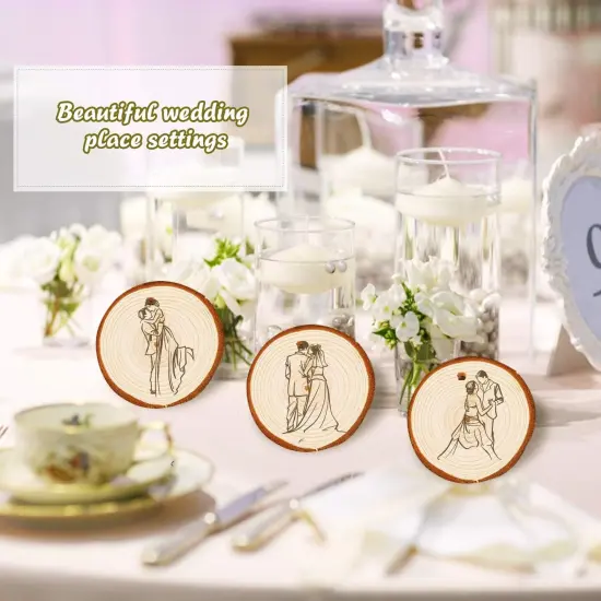 Natural Wood Slices - 30 Pcs 3.5-4 inches Craft Unfinished Wood kit {5}