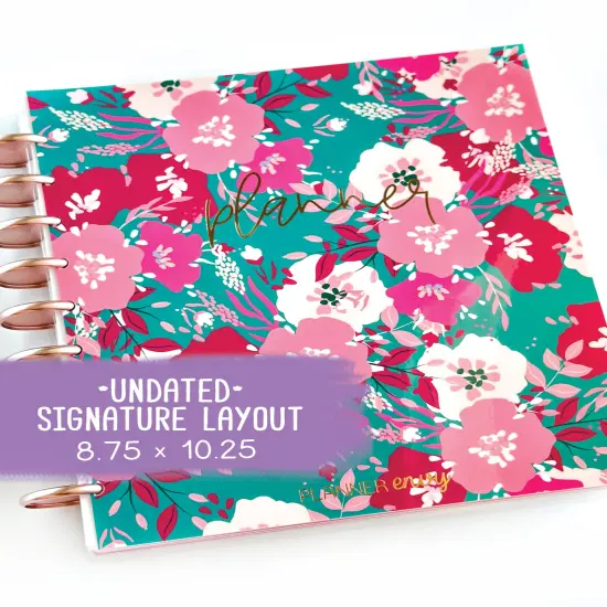 Undated Planner - Signature Layout, Disc Bound - "Teal & Pink Floral" (#605) {1}