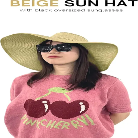 4E's Novelty Floppy Sun Hat with Sunglasses &ndash; UPF 50+ Packable Beach Hat for Women Travel {6}