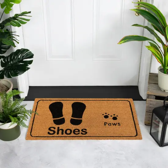 Northlight Shoe Prints and Paw Prints Doormat 18" x 30" Beige {4}