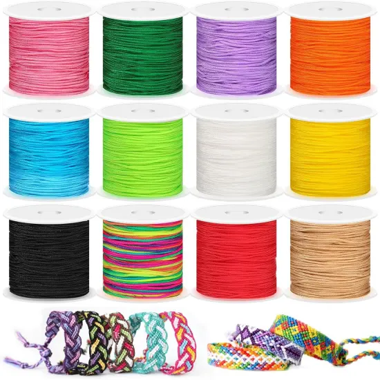 12 Rolls Nylon String for Bracelets, Chinese Knotting Nylon Cord for Jewelry Making, Nylon Beading Thread for Kumihimo, Braided Bracelets, Necklaces, Macrame Craft, Wind Chime {1}