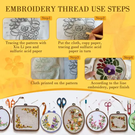 100 Colour Embroidery Thread - Rainbow Embroidery Floss Bulk Hand Embroidery Thread Variegated Embroidery Floss Cross Stitch Thread Crewel Embroidery Floss for DIY Sewing Embroidery Crafts Making {4}