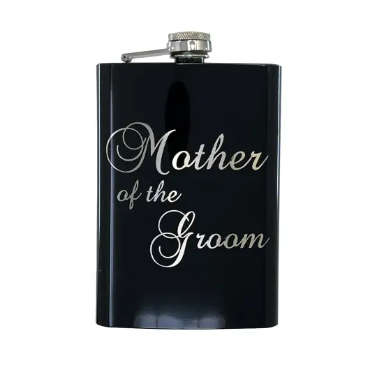 8oz BLACK mother of the Groom flask {3}