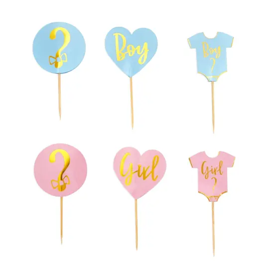 48 Pack Girl or Boy Cupcake Wrappers and 48 Toppers, Gender Reveal Party Supplies Blue {6}