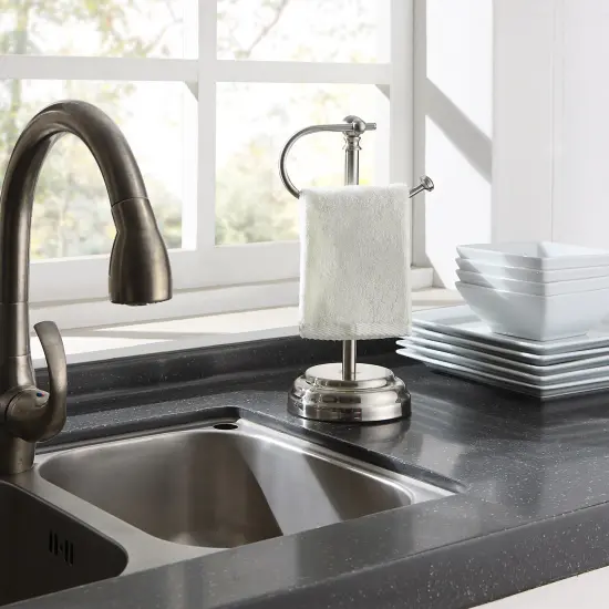 Heavy Weight Classic Decorative Metal Fingertip Towel Holder Stand Silver {2}