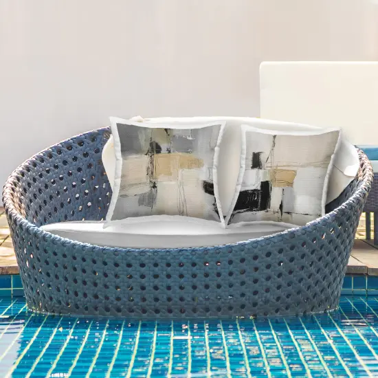 Stupell Industries Neutral & Grey Abstraction 2pc Outdoor Pillow Set, 18 x 7 x 18 {2}