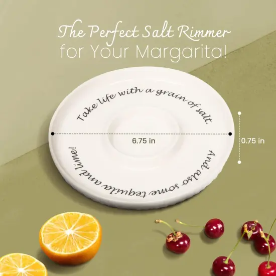 The Cocktail Box Co. Ceramic Margarita Salt Rimmer Set of 2, Premium Rimmer for Drinks, Salt Rimmer for Cocktails, Sugar Rimmer for Cocktails, Margarita Rimmer Set for Home Bars and Parties White {3}