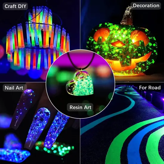 3 Box Glow in The Dark Crushed Glass Craft Glitter {6}