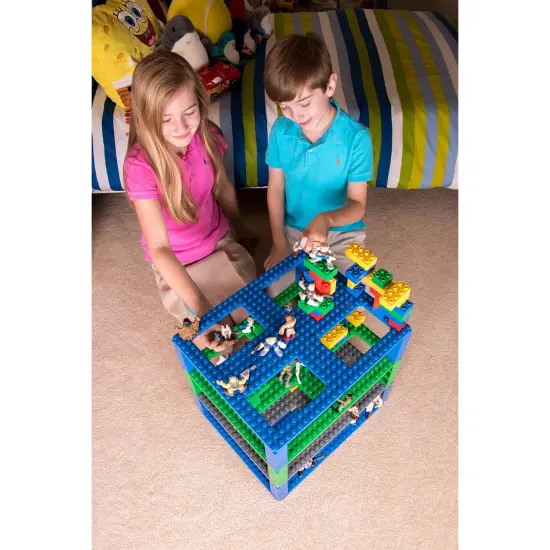 Strictly Briks Toy Building Block, Big Bricks Stackable Baseplates with Gaps, Large Pegs for Toddlers, 100% Compatible with All Major Brands, Blue, 1 Piece, 13.75x16.25 Inches {7}