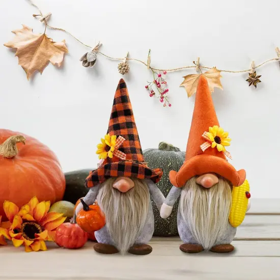 2Pack Thanksgiving Buffalo Plaid Gnome Plush Tomte Swedish Gnomes {2}