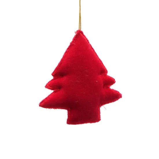 Embroidered Christmas Cheer Ornament - Red - 4" x 0.75" x 4" {4}