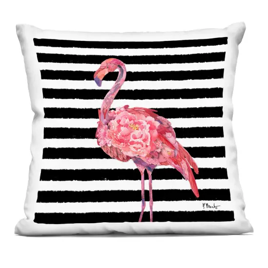 Stupell Industries Bold Flamingo Flower Stripes Indoor Pillow, 18 x 7 x 18 {1}