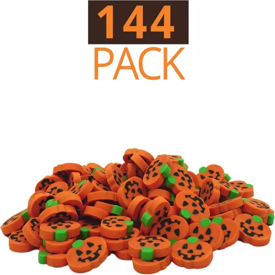 4E's Novelty Mini Pumpkin Erasers Bulk 144 pcs - Halloween Erasers for Kids, Non-Toxic Small Rubber Erasers for Classroom Rewards, School Prizes, Trick or Treat Candy Alternative, Party Favors {3}