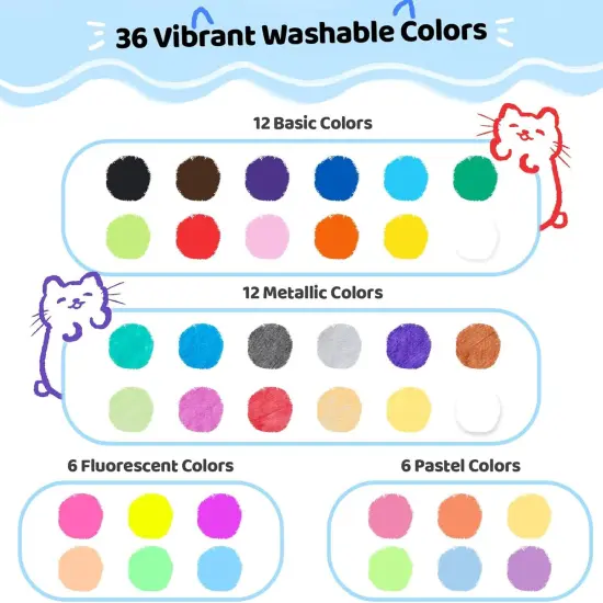 Ohuhu Tempera Paint Sticks for Kids, Washable 36 Colors Tempera Paint, Quick Drying, Non-toxic for Drawing, Graffiti, Works Great on Paper Glass Wood Ceramic Canvas Rock {3}