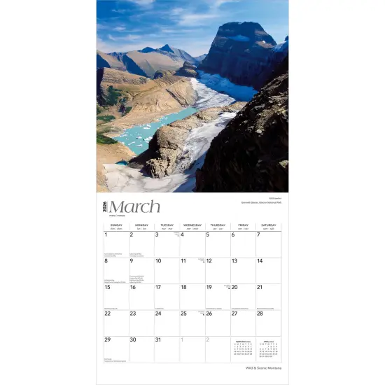 Montana Wild & Scenic | 2026 12 x 24 Inch (Hanging) Monthly Square Wall Calendar | Plastic-Free {3}
