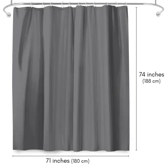 Americanflat 71x74 Solid Grey Shower Curtain - Water Resistant - Polyester Fabric {2}