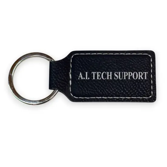 Keychain - Rectangle - A.I. Tech Support - Leather Pink/Black {4}