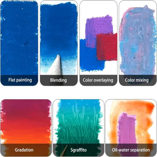 Oil Pastels Set of 50 Colors (8 x 60 mm), Soft Oil Pastels for Art Painting, Drawing, Blending, Art Supplies for Artists, Beginners, Students, Teachers {5}