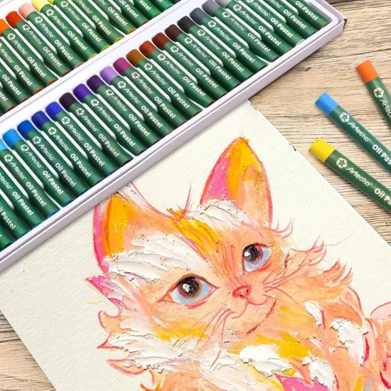 Oil Pastels Set of 50 Colors (8 x 60 mm), Soft Oil Pastels for Art Painting, Drawing, Blending, Art Supplies for Artists, Beginners, Students, Teachers {4}