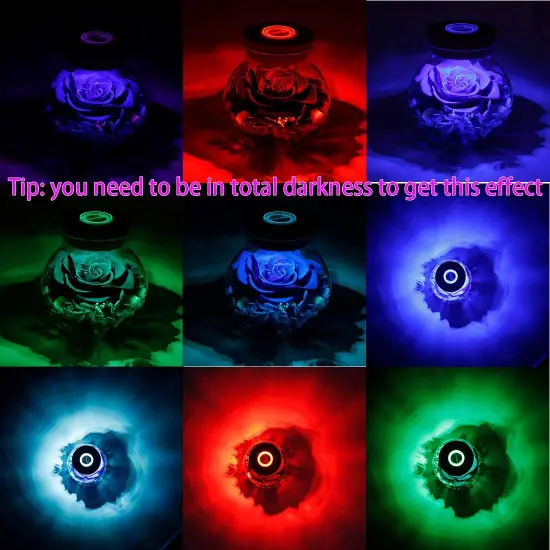 Preserved Real Roses with Colorful Mood Light Wishing Bottle, Eternal Rose，Never Withered Flowers, Table Decor,Christmas Anniversary Valentine's, Blue 4.3inch, 1pcs {4}