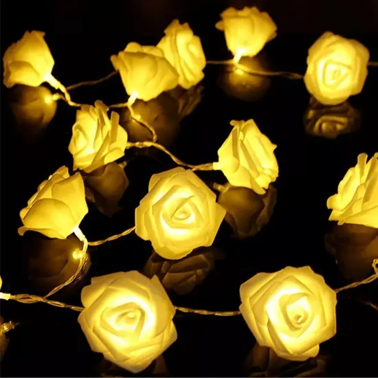 2 Packs 20 LED Rose Flower String Lights 10ft Battery Operated Decorative Light Warm white {1}