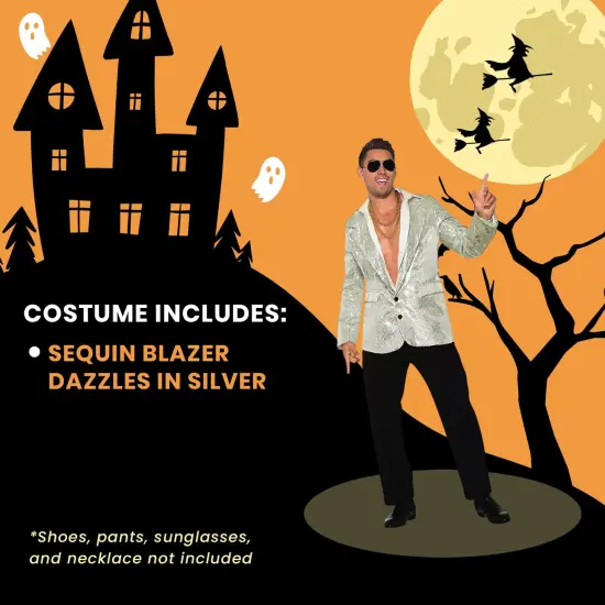 Disco Silver Sequin Blazer Adult Costume {5}