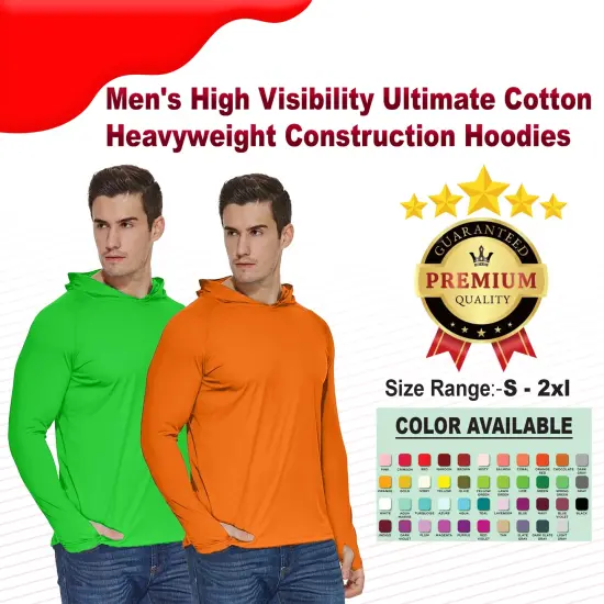 RADYAN&reg; Men's High Visibility Ultimate Cotton Heavyweight Construction Hoodies {2}