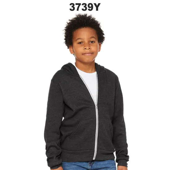 BELLA + CANVAS&reg; Youth Sponge Fleece Full-Zip Hoodie - 3739Y Athletic heather {3}