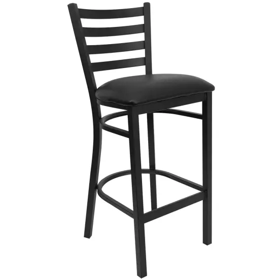 Emma and Oliver Ladder Back Metal Restaurant Dining Barstool BurgVyl/BlackMetal {8}