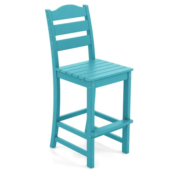 Costway Outdoor HDPE Bar Stool Patio Tall Chair Backrest Footrest All Weather Gray/Turquoise/Black/Navy {7}