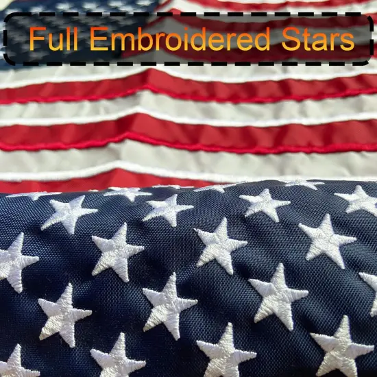 American Flag 12X18 Inches,USA Embroidered Star Stripe | 4-Ply Stitching Reinforcement | Two Brass Grommets Heavy Duty Nylon Samll US Whips Flags For Boat Marine Car Oustside Utv Atv {3}