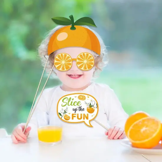 25Pcs Orange Fruit Photo Booth Props with Stick {4}
