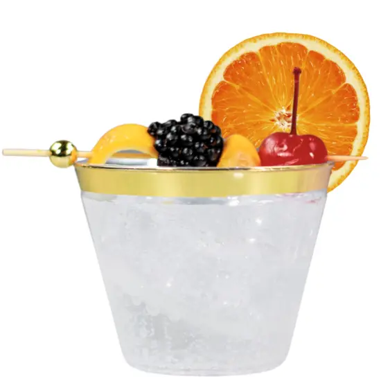 110 Pack 9 oz Gold 1 Line Clear Plastic Disposable Cups {1}