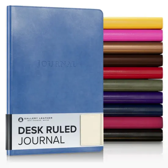 Gallery Leather Journal - Crafted in Maine, USA - Elegant Leather Writing Notebook with 192 Lined Pages - A Timeless Space for Your Thoughts - 8x5.5, Desk Lined Acadia Hydrangea {1}