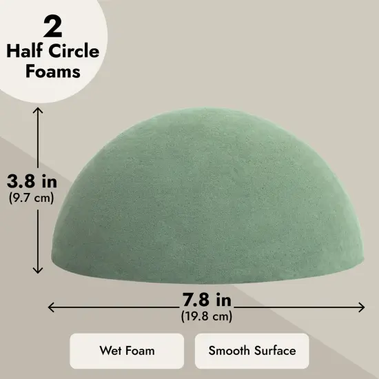 Round Floral Foam Half Balls for Flowers and DIY Crafts (7.8 In, 2 Pack) Green {3}