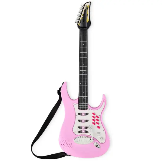 Best Choice Products Kids Electric Musical Guitar Toy Play Set w/ 6 Demo Songs, Whammy Bar, Microphone Soft Pink {4}