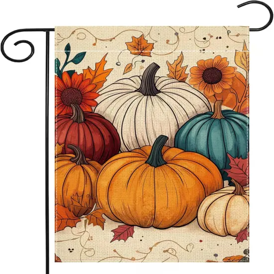 Fall Pumpkin Garden Yard Flag 12x18 Inch(Yellow,White,Red,Blue) {5}