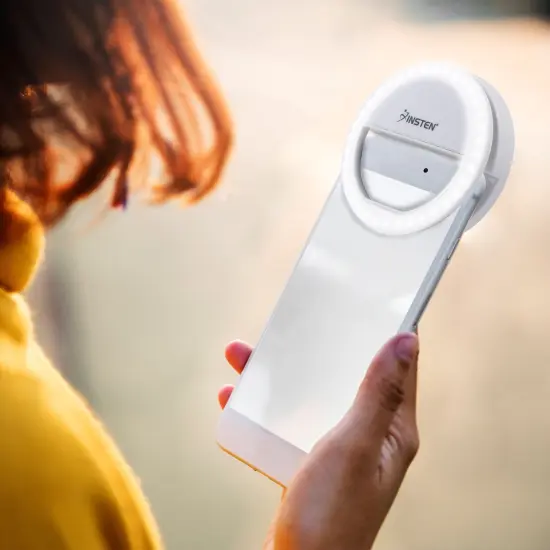 Insten 3" Mini LED Selfie Ring Light with Clip for Laptop Tablet Cell Phone Video, Dimmable, 36 Beads, Battery Powered, White {7}