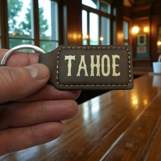 Keychain - Rectangle - Tahoe - Leather Pink/Black {6}