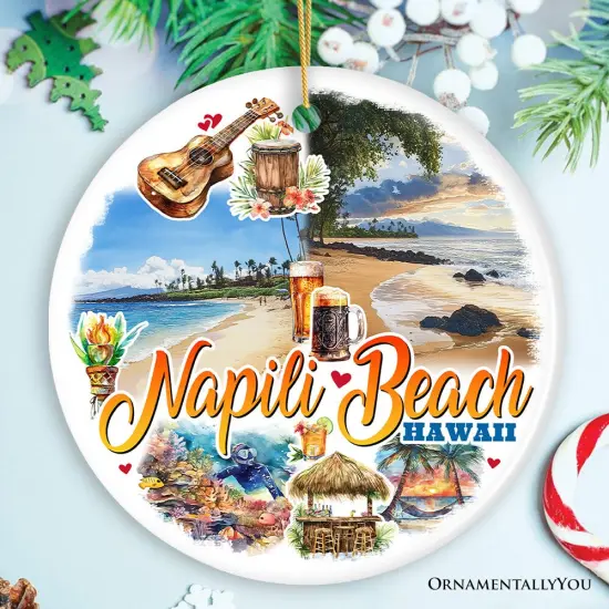 Napili Beach Hawaii Tropical Paradise Christmas Ornament, Hawaiian Islands Souvenir {5}