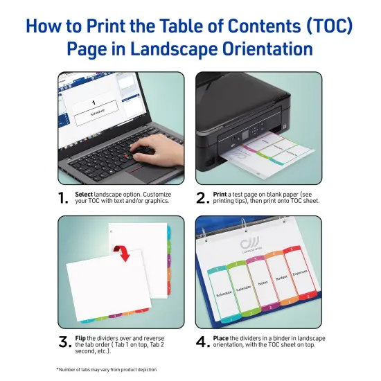 Avery Dividers for 3 Ring Binders, 5 Tabs per Set, Customizable Table of Contents, Multicolor Arched Tabs (11840) {6}