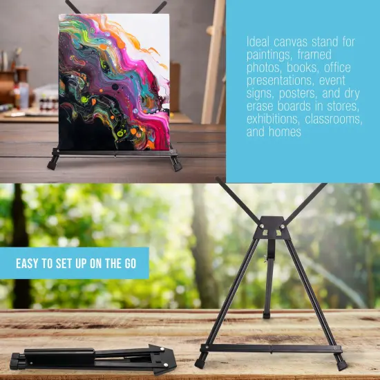 Tabletop Easel for Painting - 15" to 21" Adjustable Metal Painting Easel - Portable Art Easels (Pack of 4) for Display Table Stand - Canvas, Whiteboards, Posters, Signs, Drawings {5}